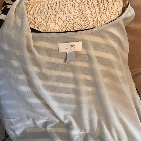 LOFT Women’s Striped Dress – Late 2010s – Black & Cream – Soft Stretch Rayon Ble - Picture 7 of 8